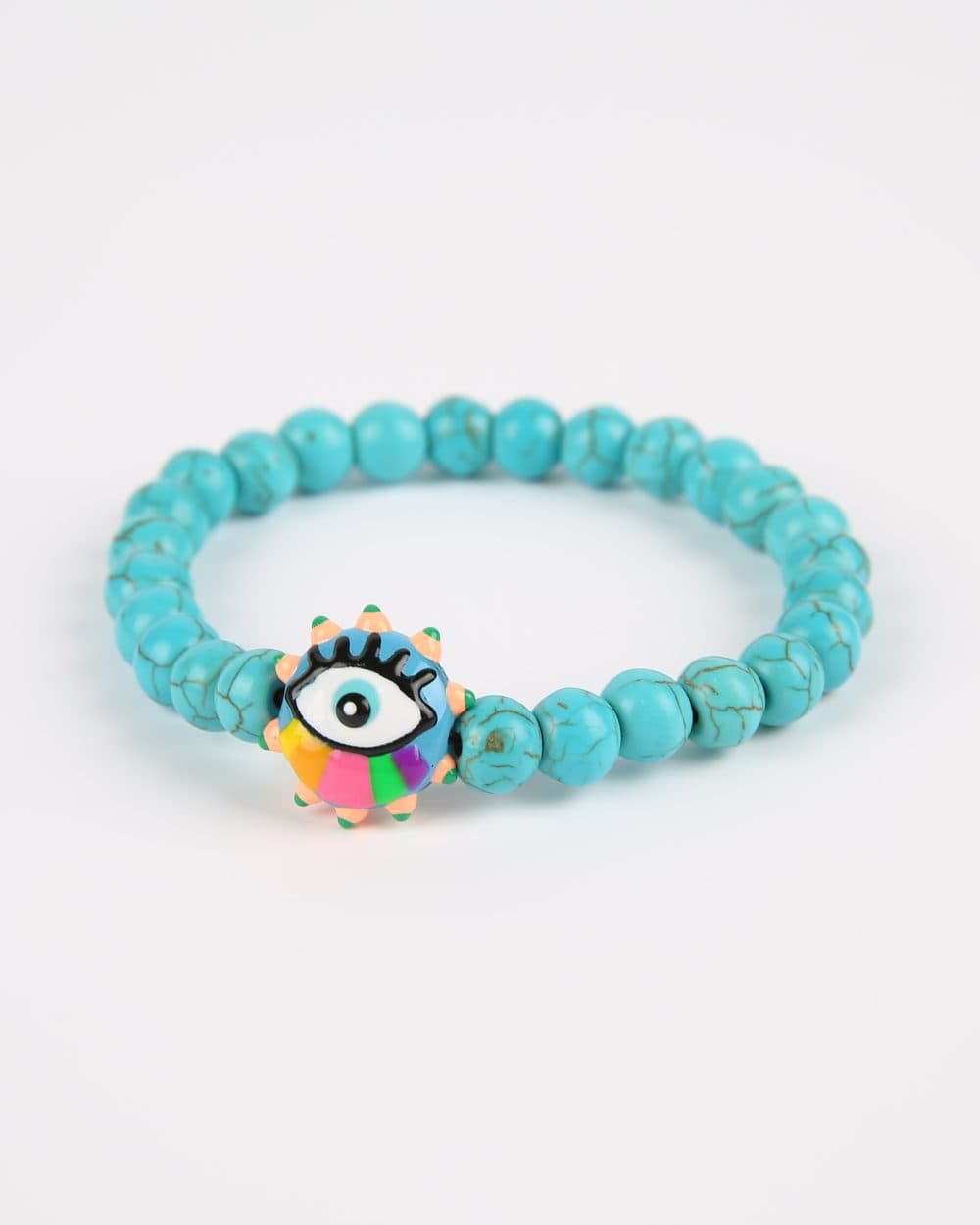 Pulsera de cuentas turquesa con dije de ojo